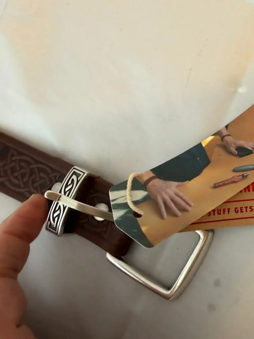 Lee River Owen Irish Celtic Brown Men's Leather Belt   NEW With Tags